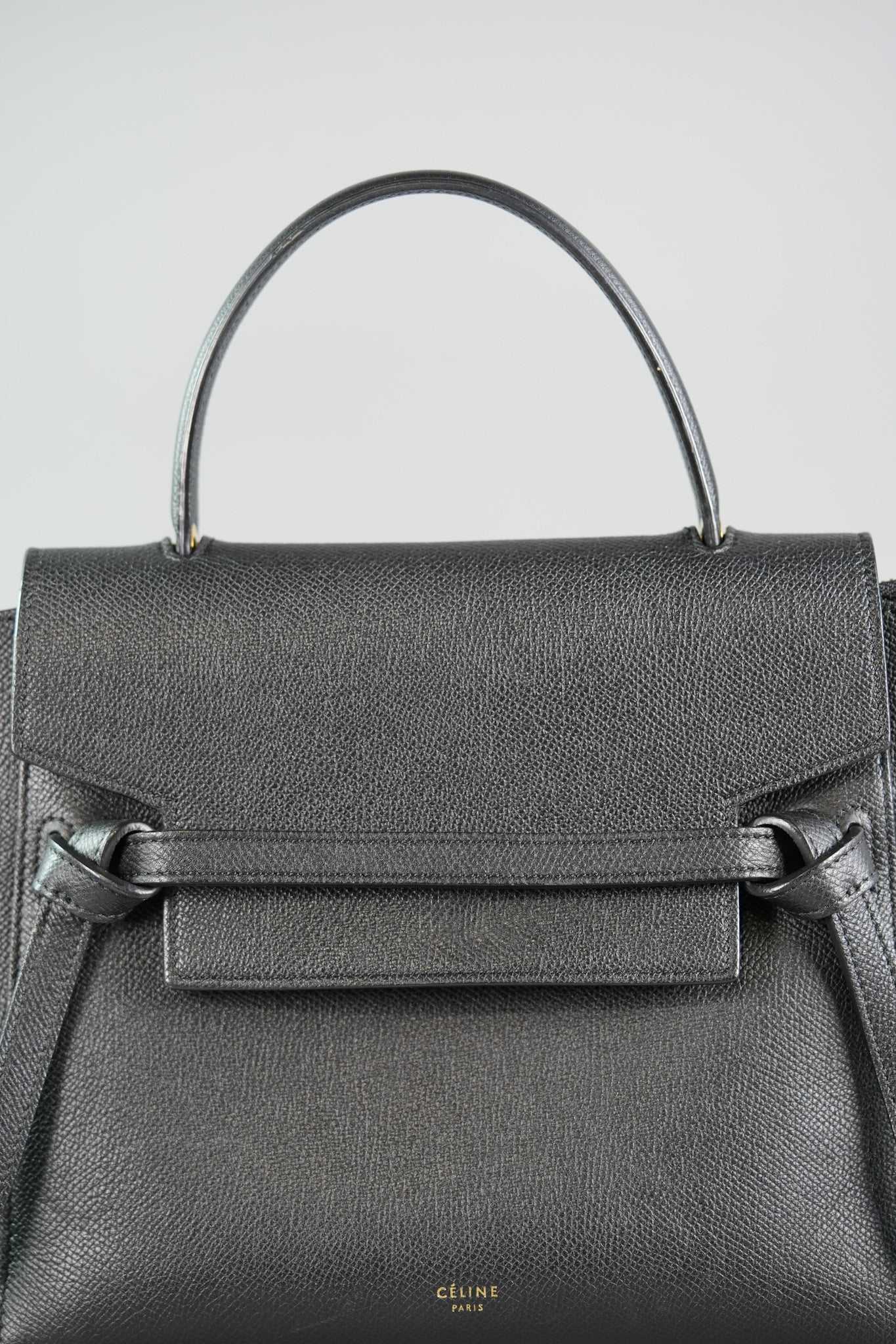 Micro Belt Bag in Black Grained Calfskin Leather | Purse Maison Luxury Bags Shop