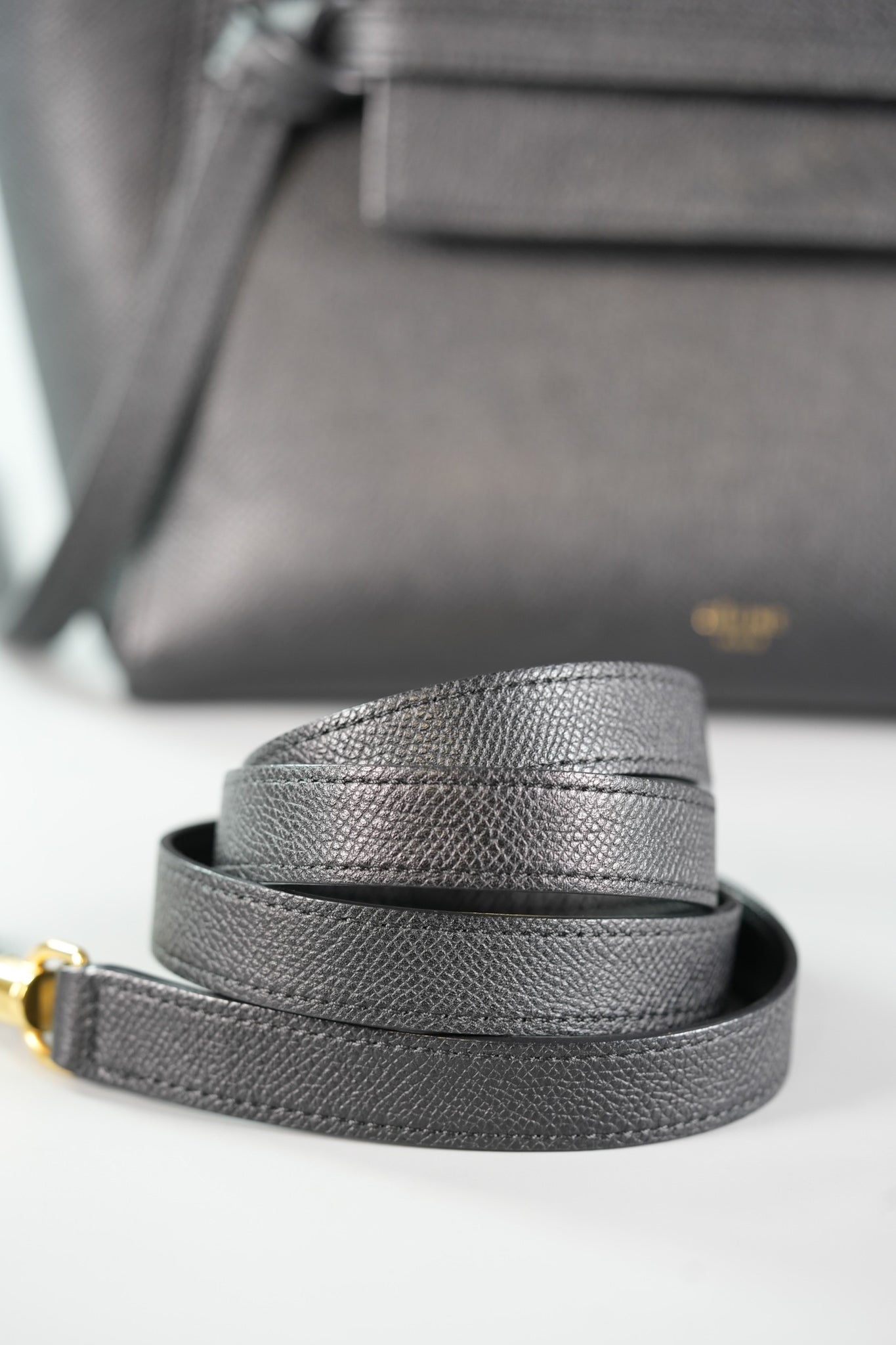 Micro Belt Bag in Black Grained Calfskin Leather | Purse Maison Luxury Bags Shop