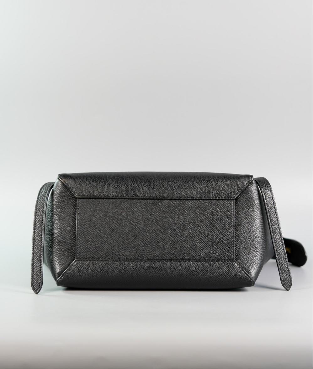 Micro Belt Bag in Black Grained Calfskin Leather | Purse Maison Luxury Bags Shop