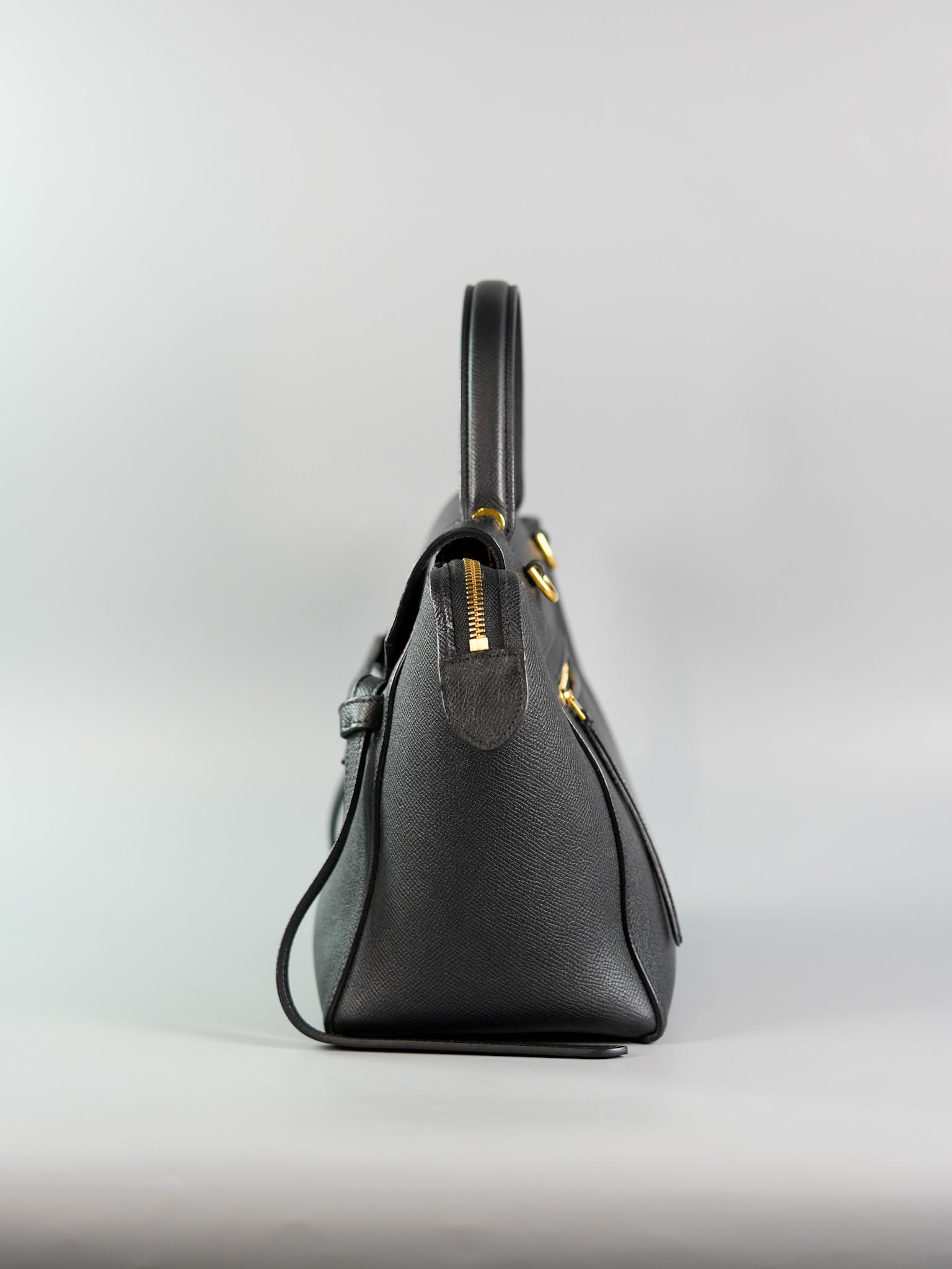 Micro Belt Bag in Black Grained Calfskin Leather | Purse Maison Luxury Bags Shop