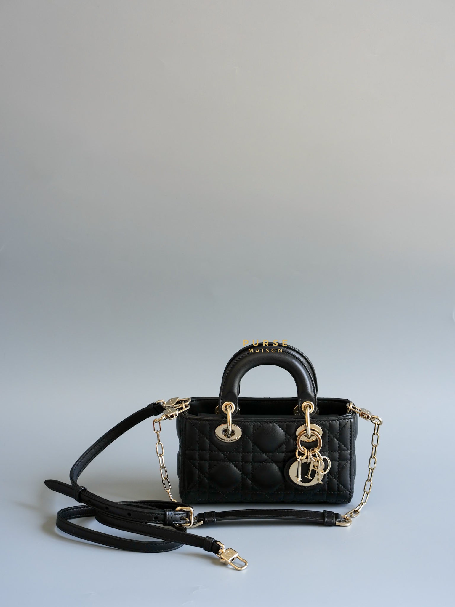 Micro Lady D-joy Black Cannage in Lambskin Leather | Purse Maison Luxury Bags Shop