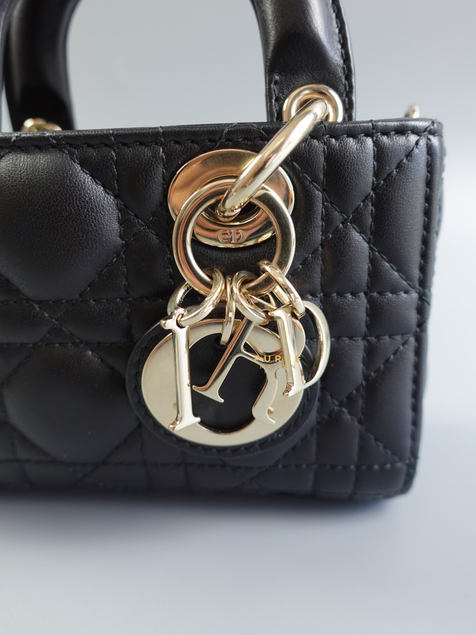 Micro Lady D-joy Black Cannage in Lambskin Leather | Purse Maison Luxury Bags Shop