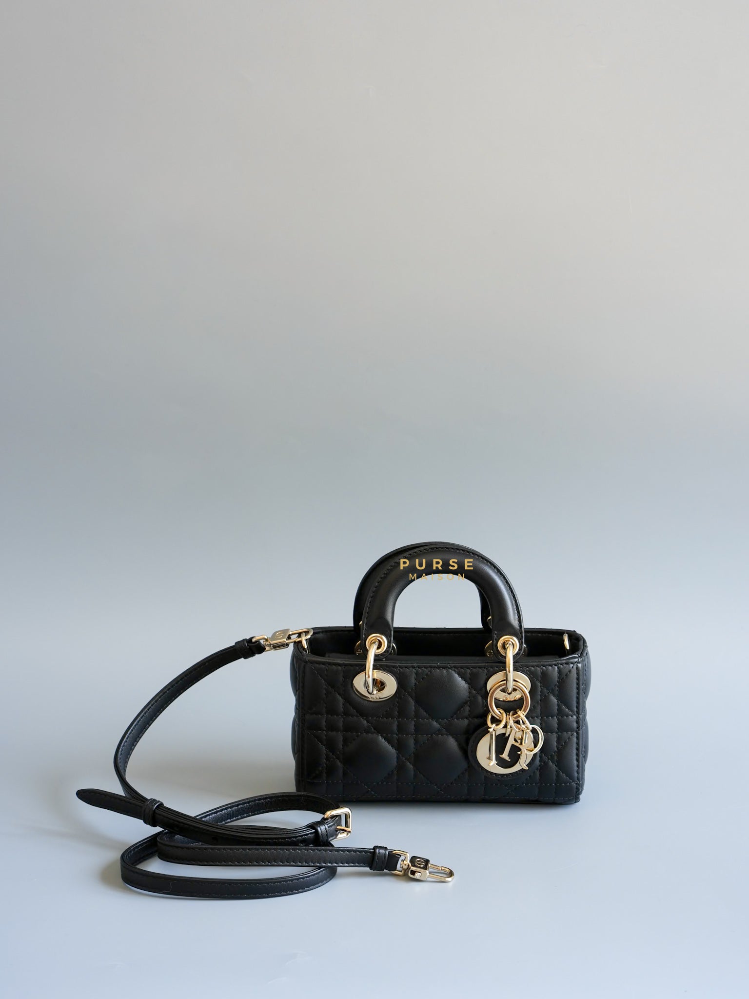 Micro Lady D-joy Black Cannage in Lambskin Leather | Purse Maison Luxury Bags Shop