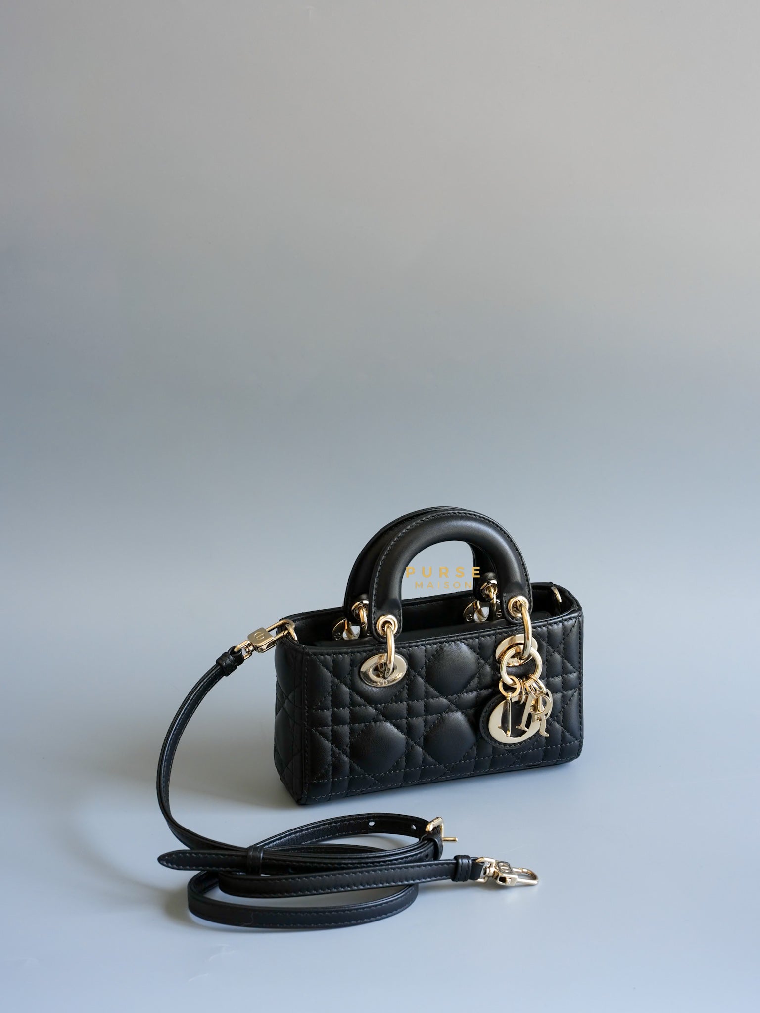 Micro Lady D-joy Black Cannage in Lambskin Leather | Purse Maison Luxury Bags Shop