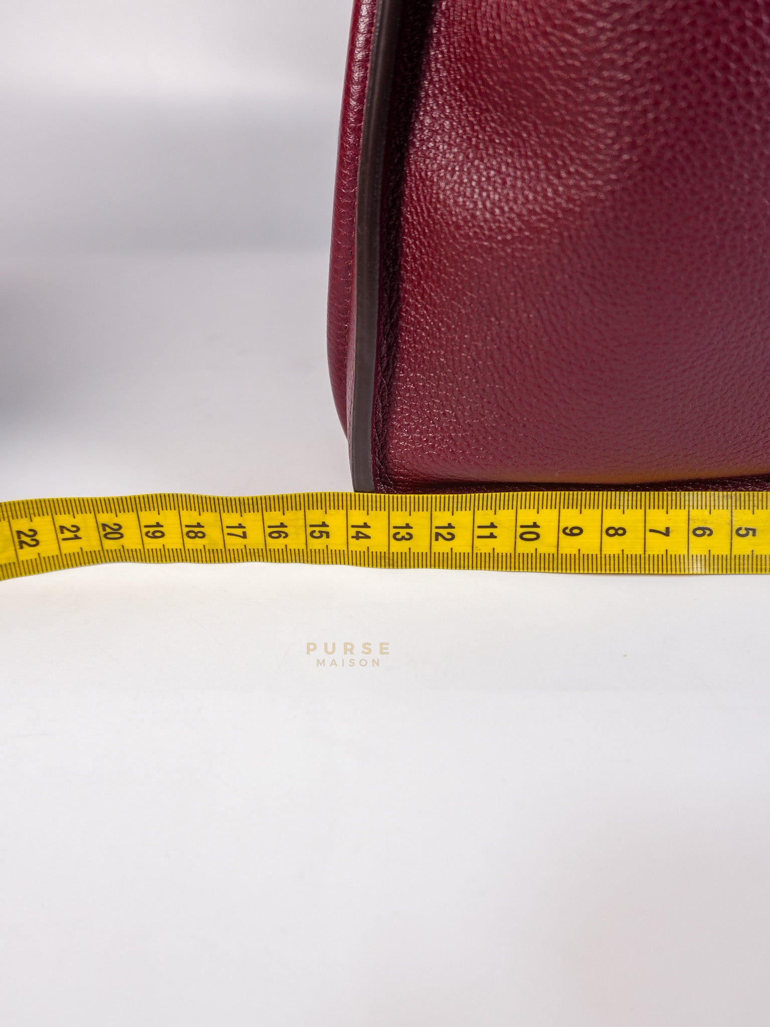 Micro Luggage Hand Bag in Maroon Drummed Calfskin Leather | Purse Maison Luxury Bags Shop