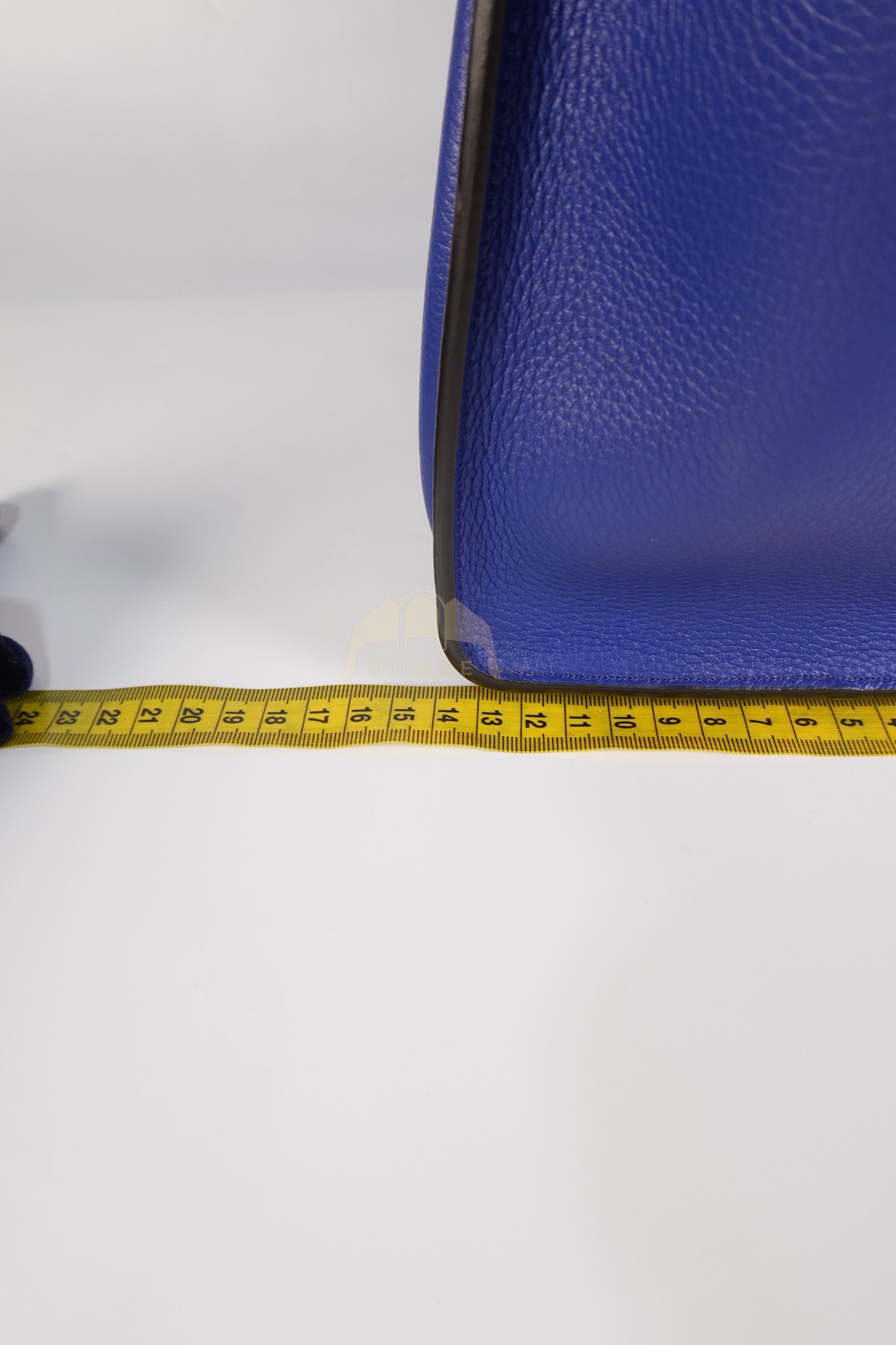 Micro Luggage in Blue Drummed Calfskin Leather | Purse Maison Luxury Bags Shop