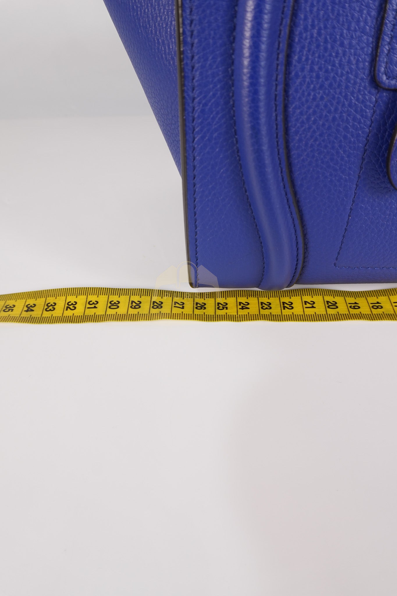 Micro Luggage in Blue Drummed Calfskin Leather | Purse Maison Luxury Bags Shop