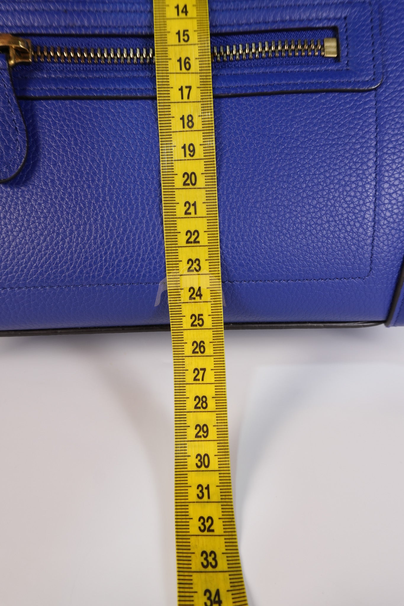 Micro Luggage in Blue Drummed Calfskin Leather | Purse Maison Luxury Bags Shop