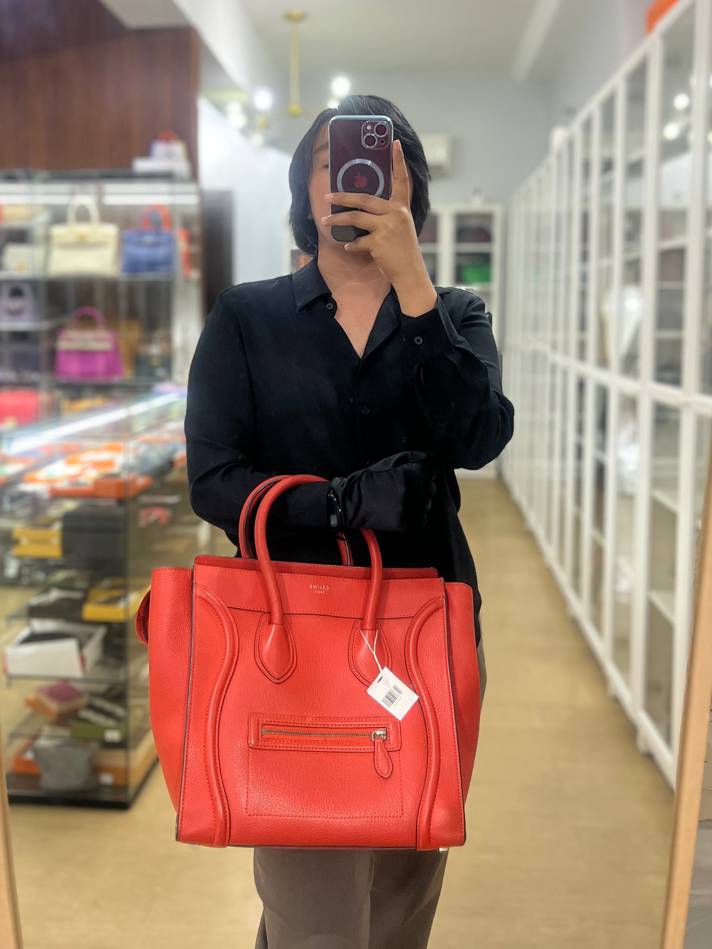 Micro Luggage in Red Calfskin Leather | Purse Maison Luxury Bags Shop
