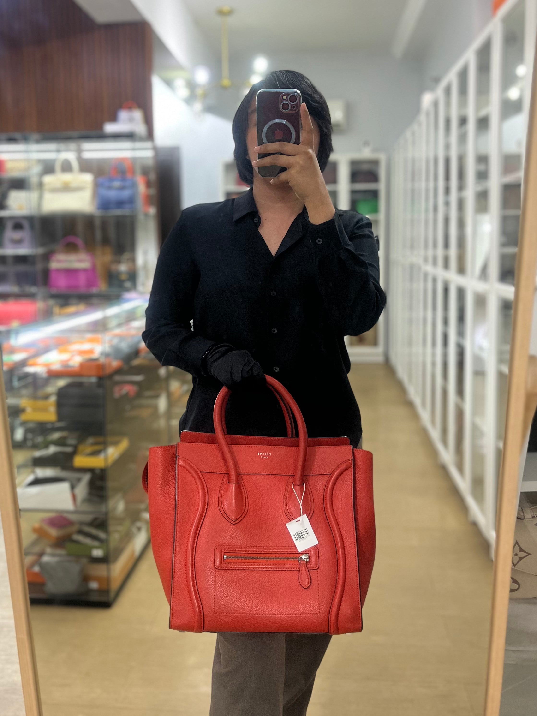 Micro Luggage in Red Calfskin Leather | Purse Maison Luxury Bags Shop