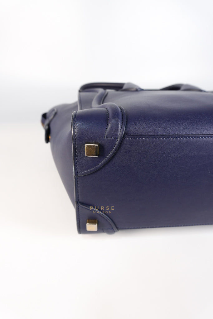 Micro Luggage Navy Blue in Smooth Calfskin Leather | Purse Maison Luxury Bags Shop