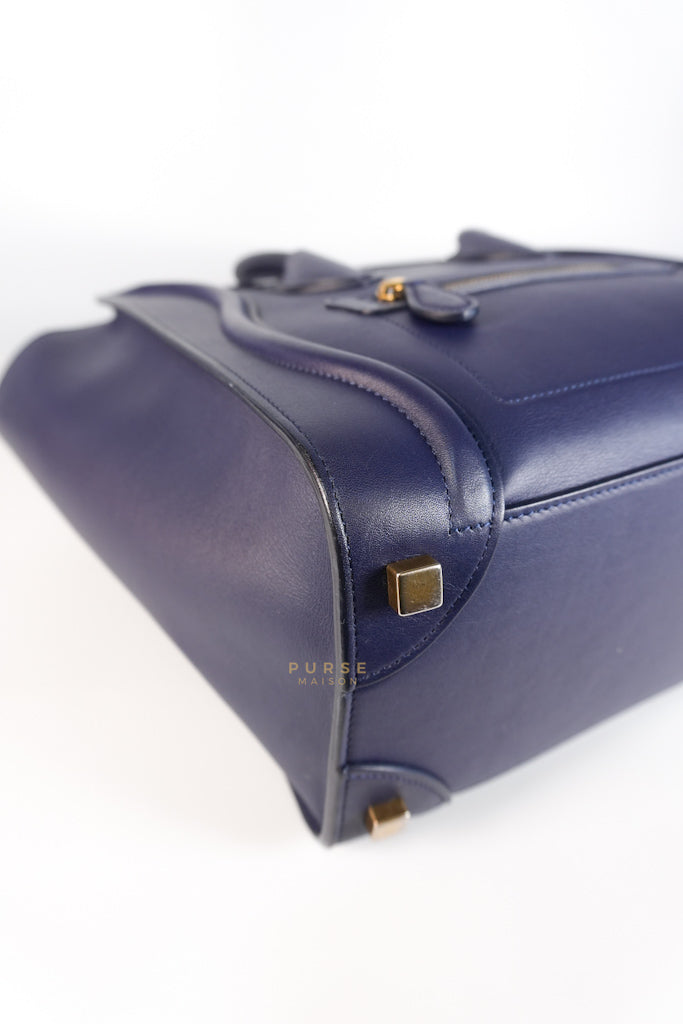 Micro Luggage Navy Blue in Smooth Calfskin Leather | Purse Maison Luxury Bags Shop