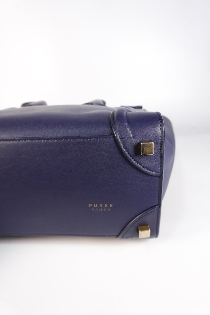 Micro Luggage Navy Blue in Smooth Calfskin Leather | Purse Maison Luxury Bags Shop