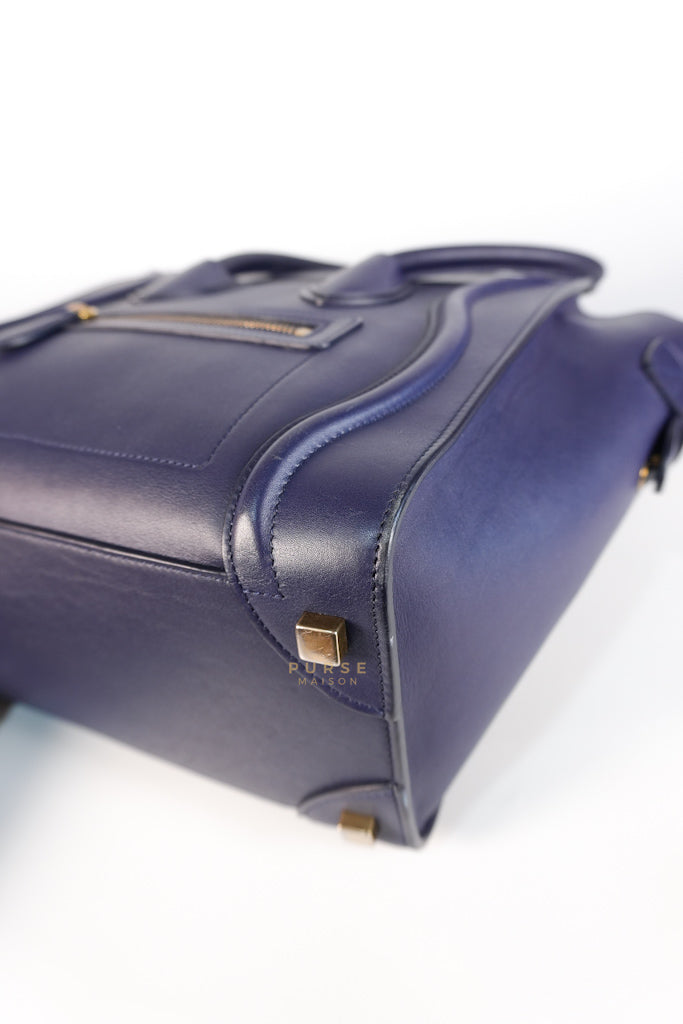 Micro Luggage Navy Blue in Smooth Calfskin Leather | Purse Maison Luxury Bags Shop