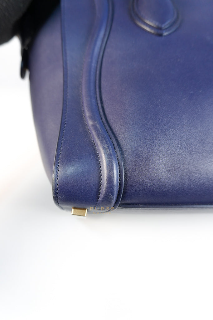 Micro Luggage Navy Blue in Smooth Calfskin Leather | Purse Maison Luxury Bags Shop