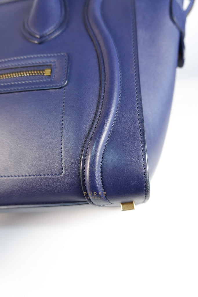 Micro Luggage Navy Blue in Smooth Calfskin Leather | Purse Maison Luxury Bags Shop