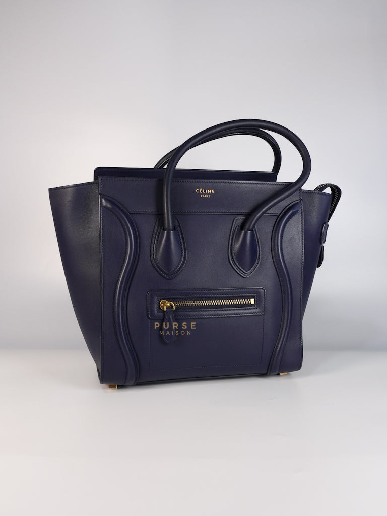 Micro Luggage Navy Blue in Smooth Calfskin Leather | Purse Maison Luxury Bags Shop