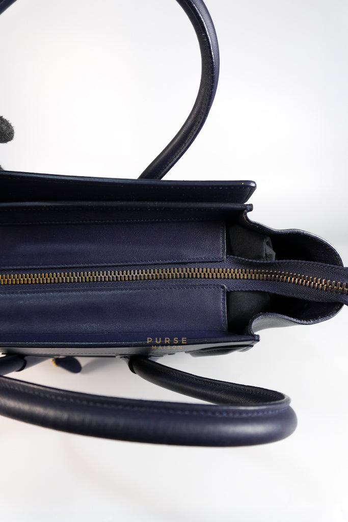 Micro Luggage Navy Blue in Smooth Calfskin Leather | Purse Maison Luxury Bags Shop
