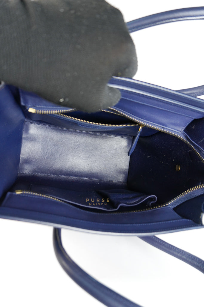 Micro Luggage Navy Blue in Smooth Calfskin Leather | Purse Maison Luxury Bags Shop