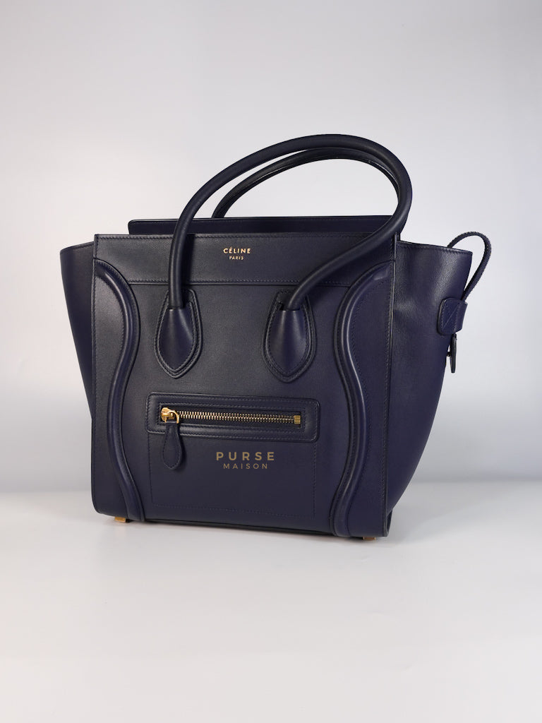 Micro Luggage Navy Blue in Smooth Calfskin Leather | Purse Maison Luxury Bags Shop