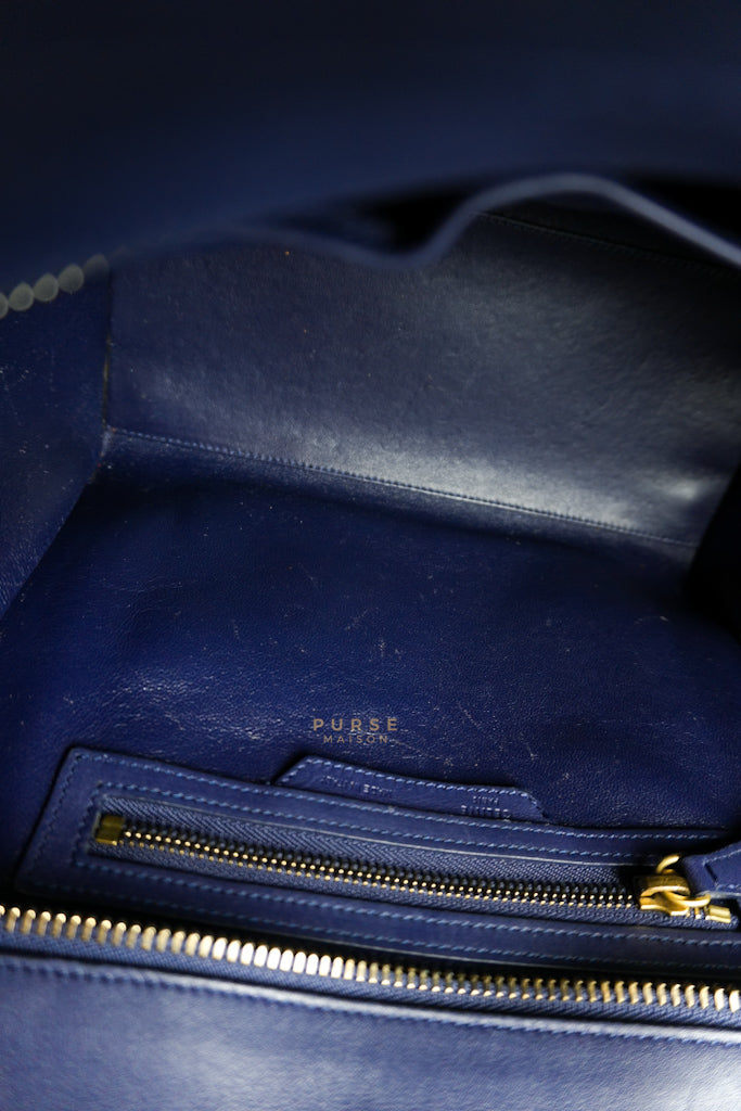 Micro Luggage Navy Blue in Smooth Calfskin Leather | Purse Maison Luxury Bags Shop