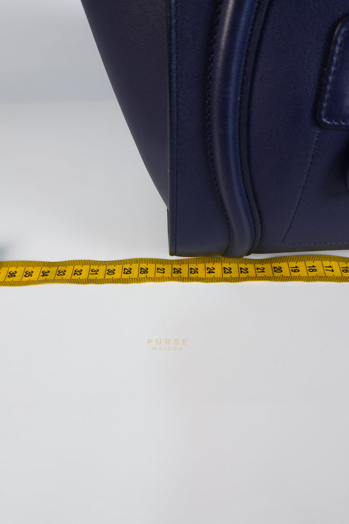 Micro Luggage Navy Blue in Smooth Calfskin Leather | Purse Maison Luxury Bags Shop