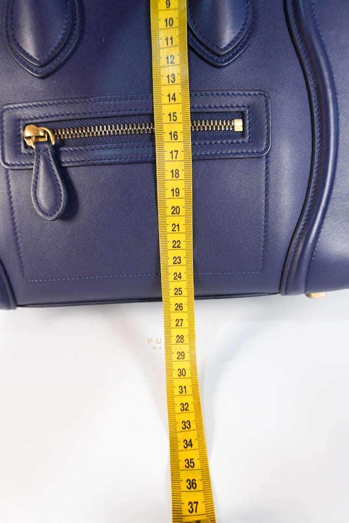 Micro Luggage Navy Blue in Smooth Calfskin Leather | Purse Maison Luxury Bags Shop
