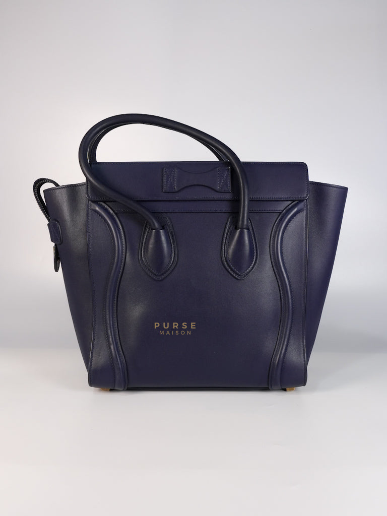 Micro Luggage Navy Blue in Smooth Calfskin Leather | Purse Maison Luxury Bags Shop