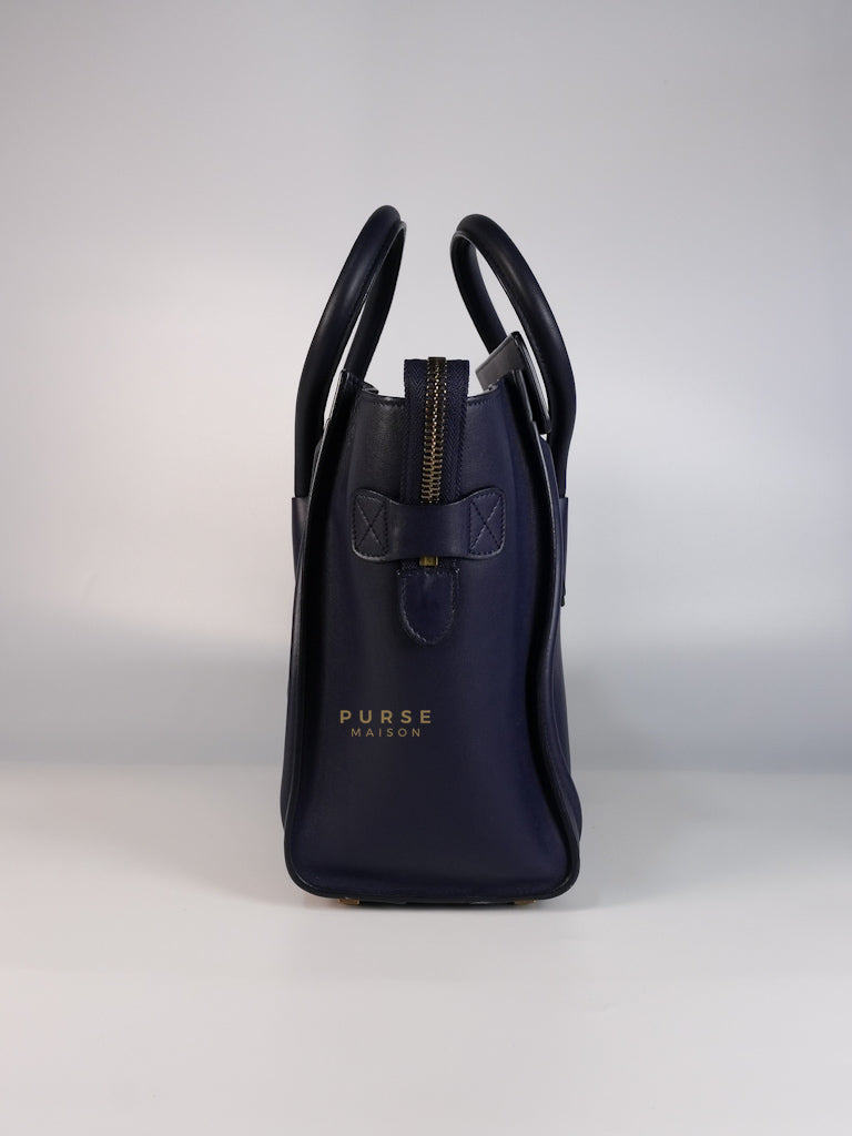 Micro Luggage Navy Blue in Smooth Calfskin Leather | Purse Maison Luxury Bags Shop