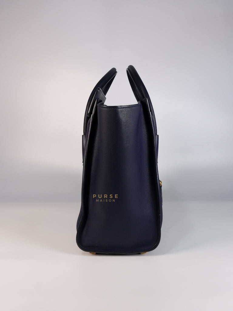 Micro Luggage Navy Blue in Smooth Calfskin Leather | Purse Maison Luxury Bags Shop
