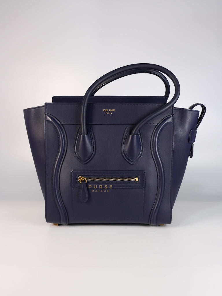 Micro Luggage Navy Blue in Smooth Calfskin Leather | Purse Maison Luxury Bags Shop