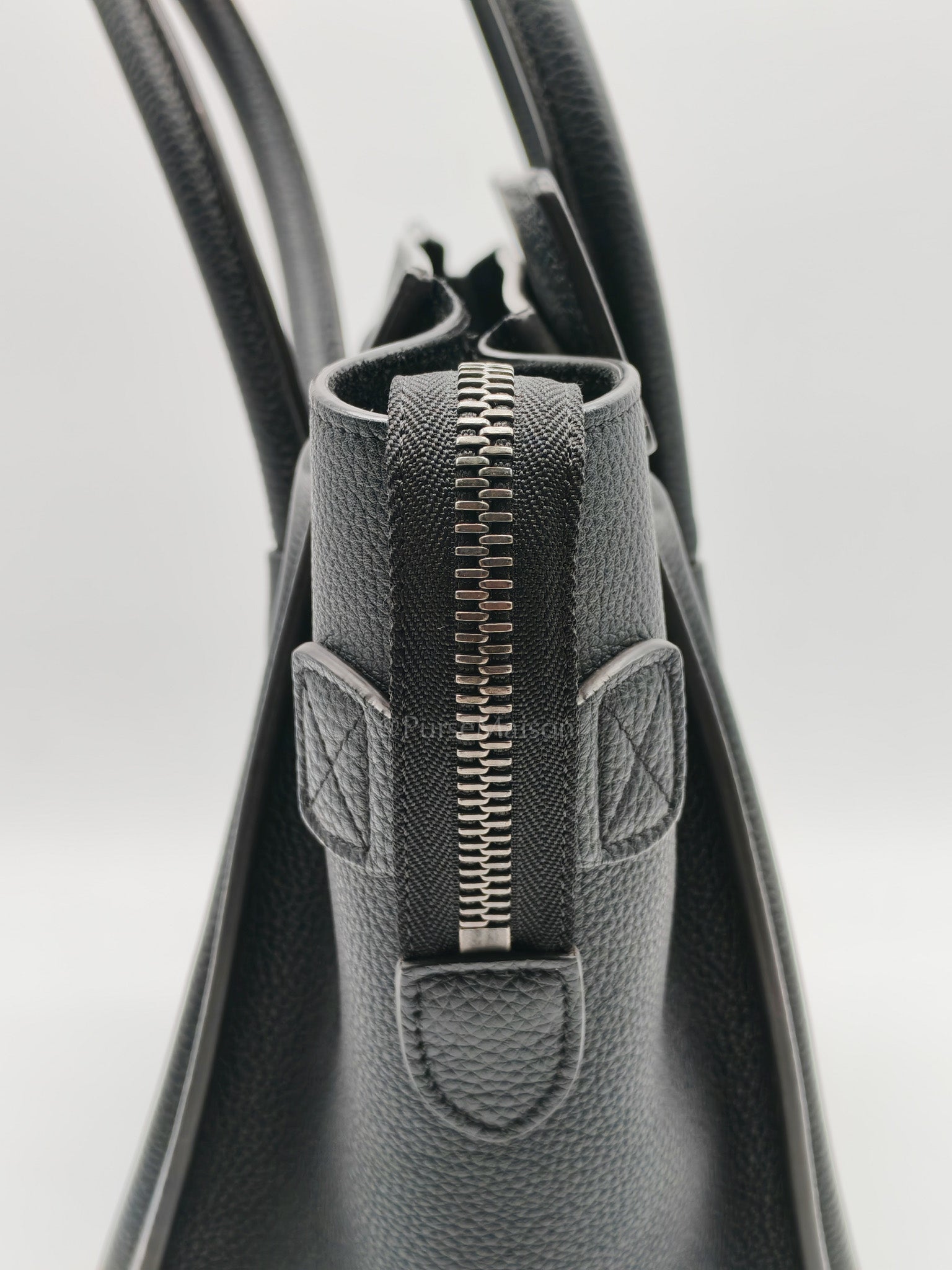 Micro Luggage Tote Bag in Black Grained Calfskin Leather | Purse Maison Luxury Bags Shop