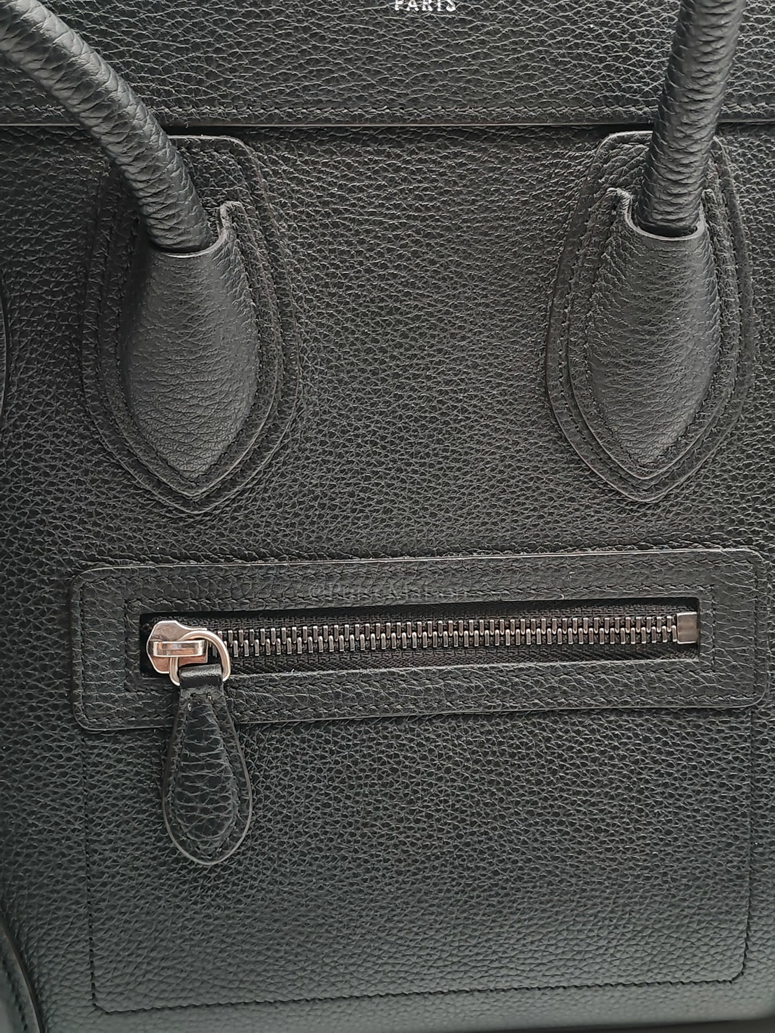 Micro Luggage Tote Bag in Black Grained Calfskin Leather | Purse Maison Luxury Bags Shop