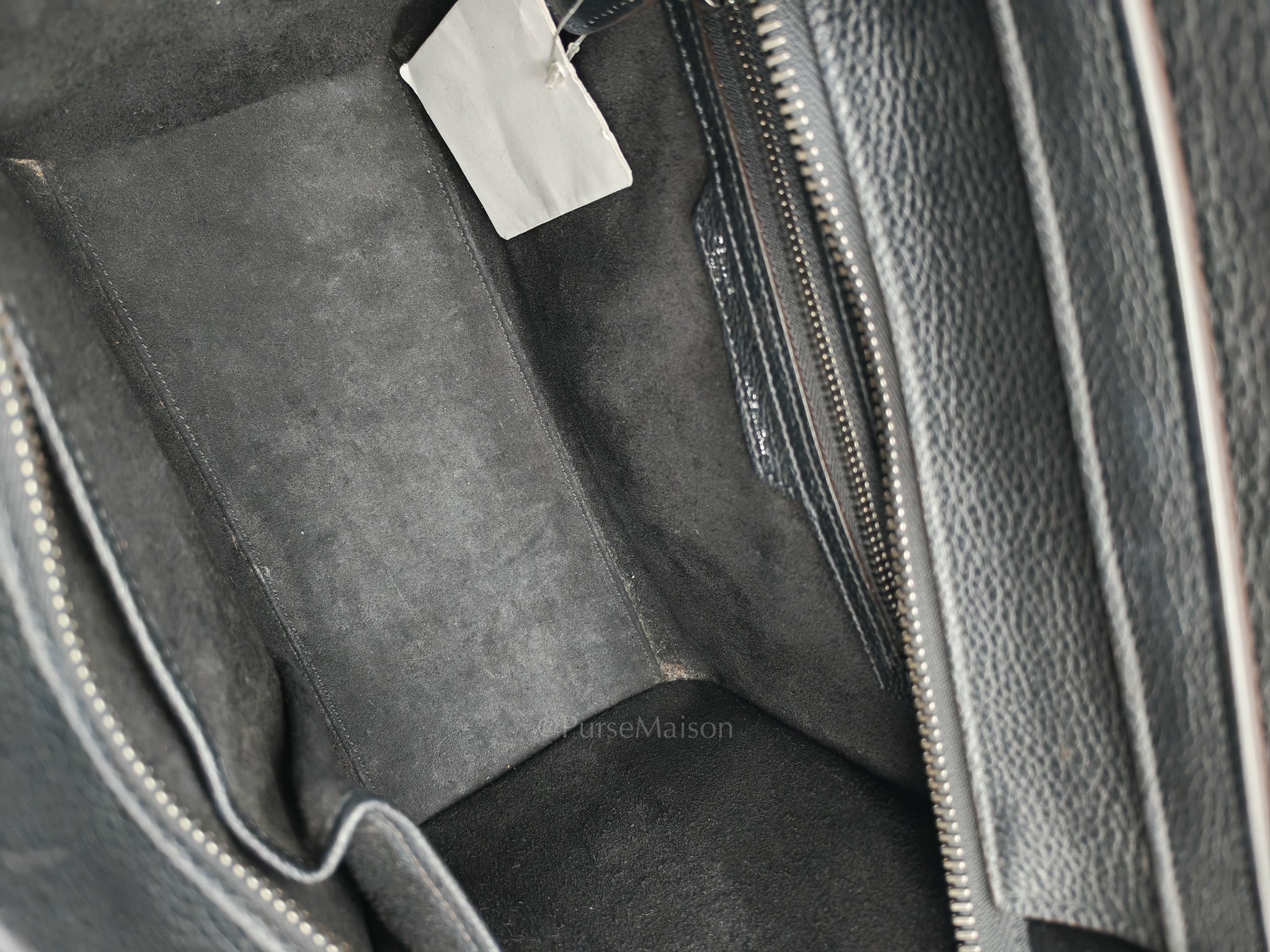 Micro Luggage Tote Bag in Black Grained Calfskin Leather | Purse Maison Luxury Bags Shop