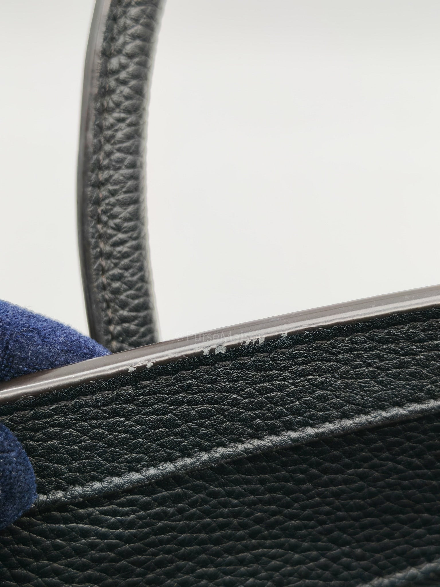 Micro Luggage Tote Bag in Black Grained Calfskin Leather | Purse Maison Luxury Bags Shop