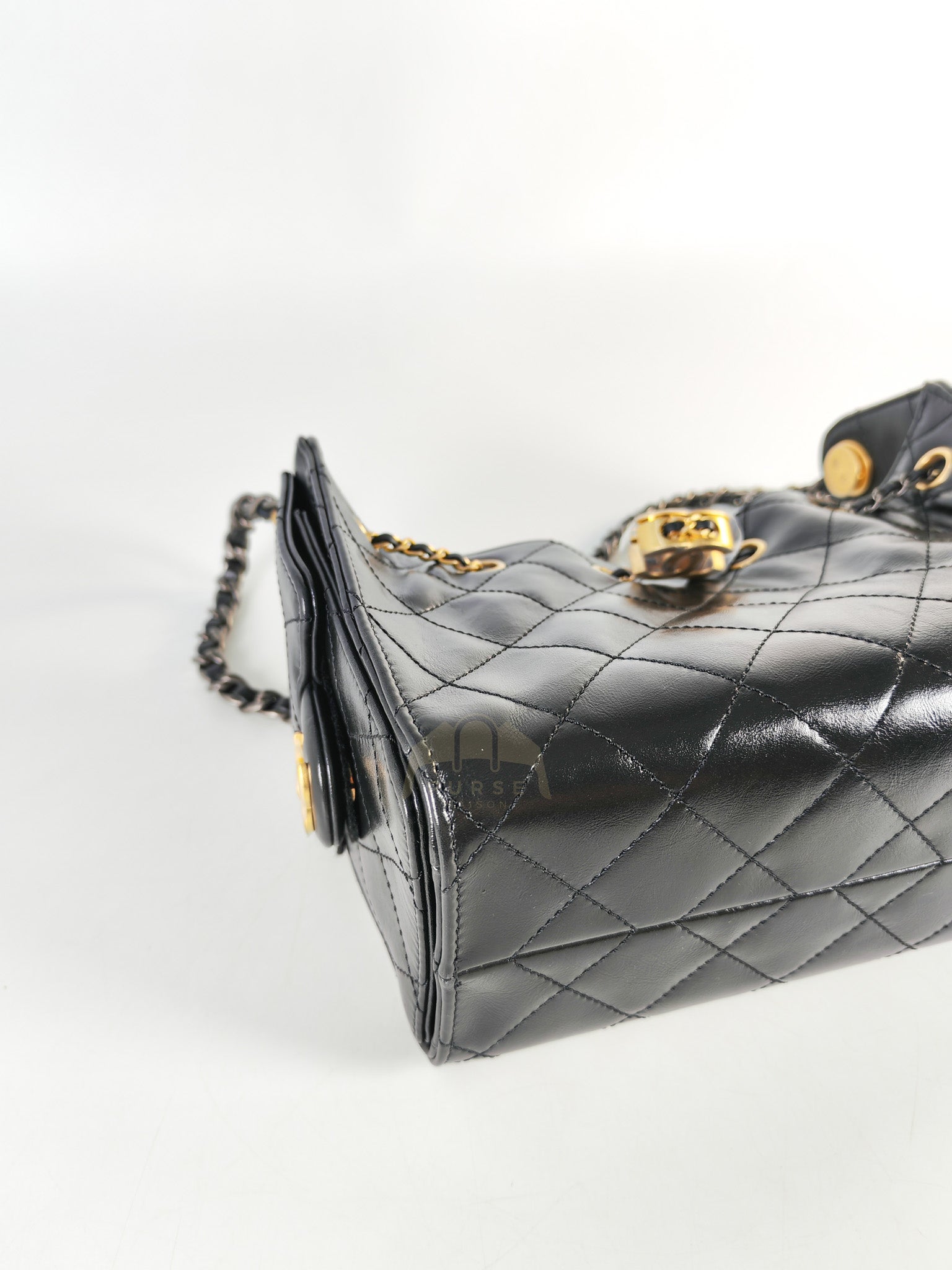 Mini 25 in Black Shiny Calfskin Leather Mix Hardware (Microchip) | Purse Maison Luxury Bags Shop