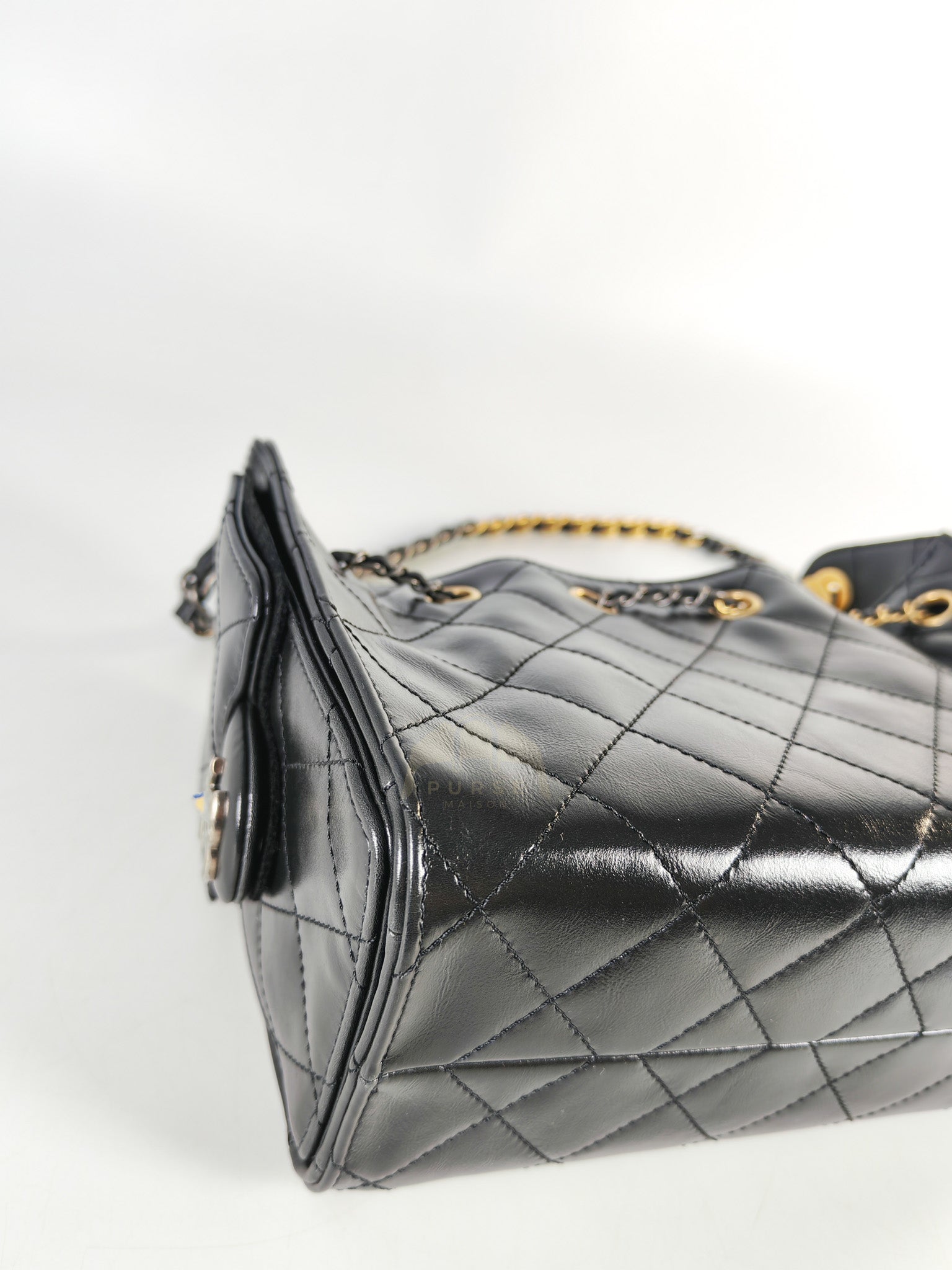 Mini 25 in Black Shiny Calfskin Leather Mix Hardware (Microchip) | Purse Maison Luxury Bags Shop