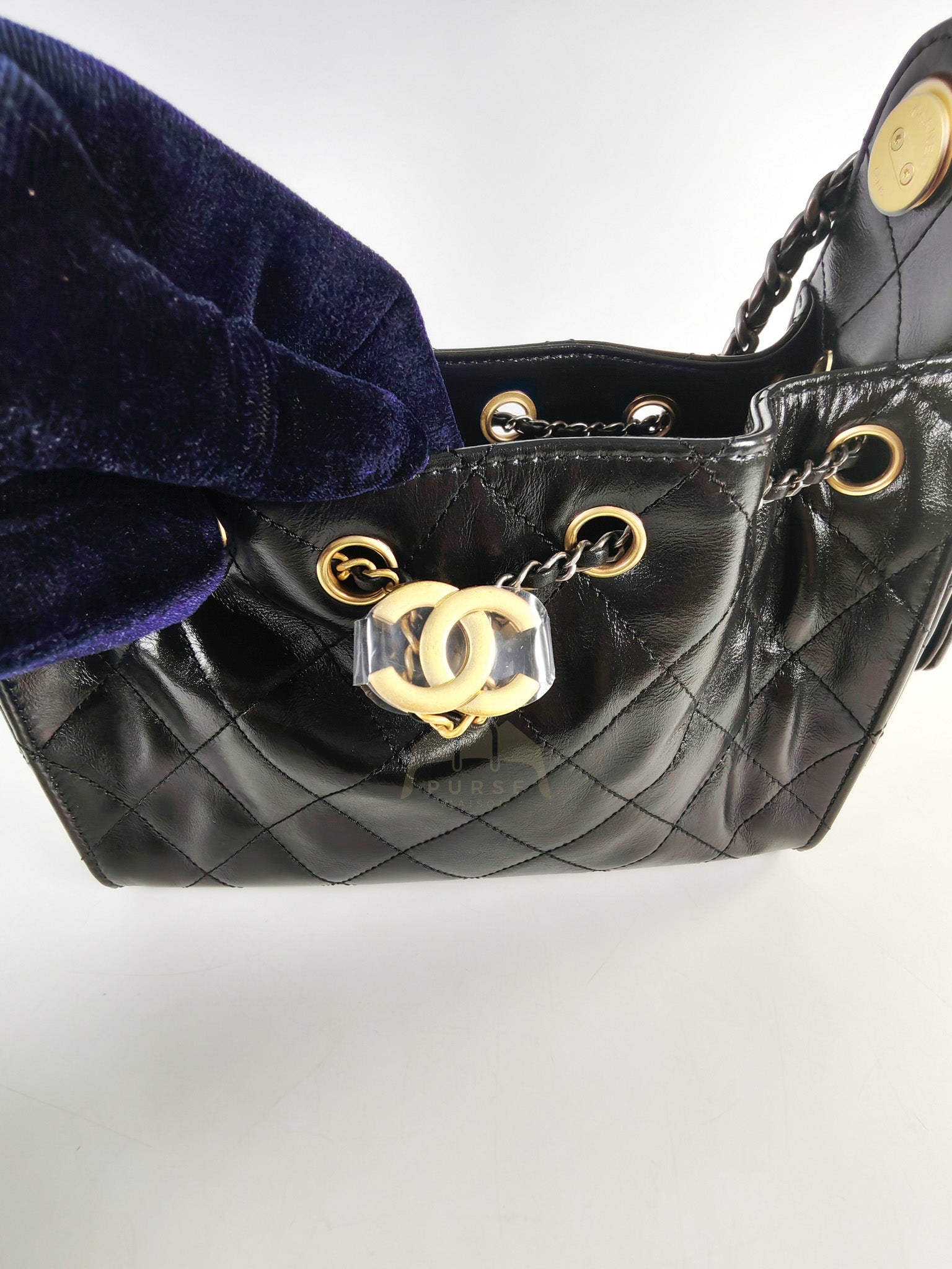 Mini 25 in Black Shiny Calfskin Leather Mix Hardware (Microchip) | Purse Maison Luxury Bags Shop