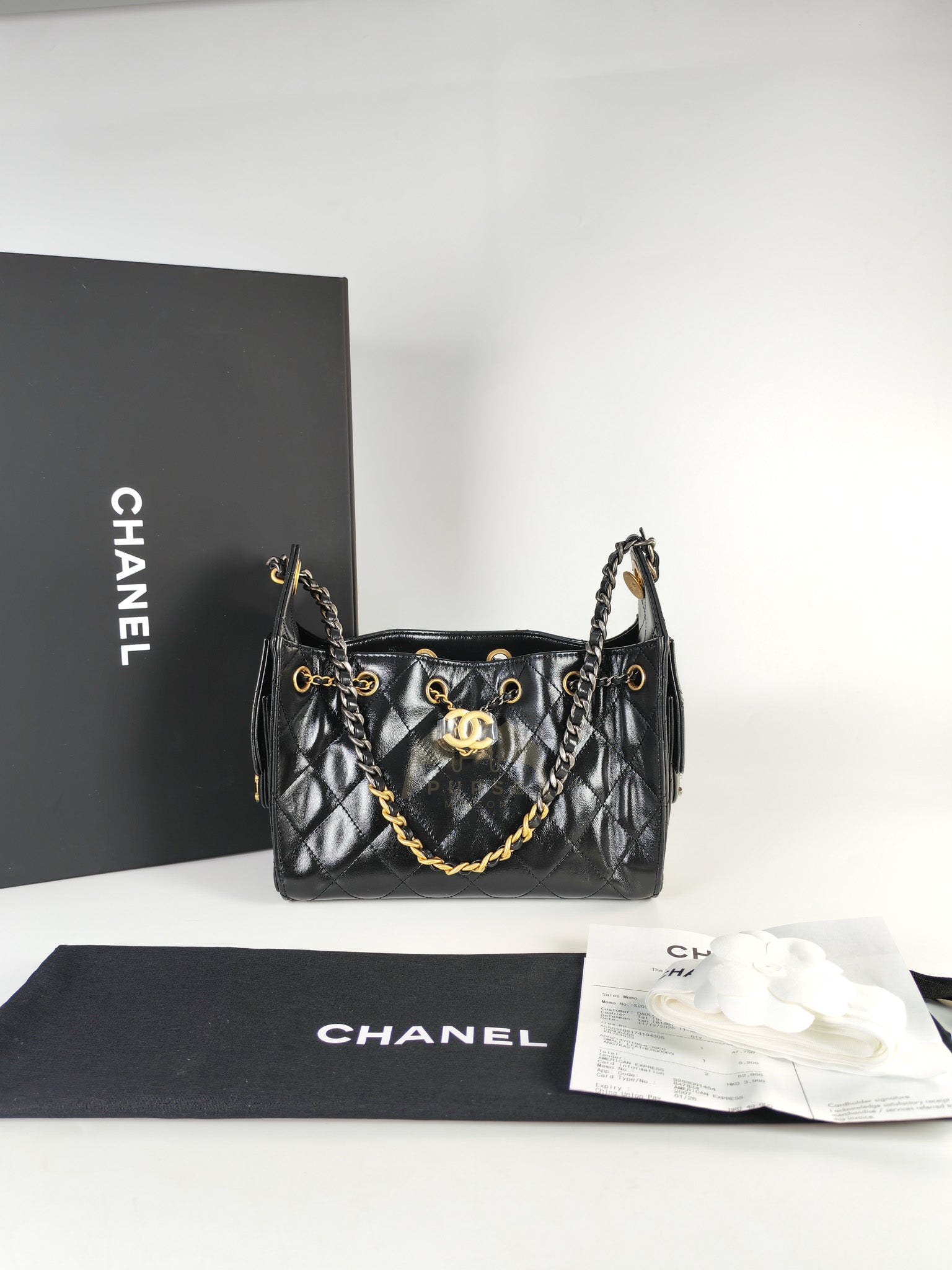 Mini 25 in Black Shiny Calfskin Leather Mix Hardware (Microchip) | Purse Maison Luxury Bags Shop