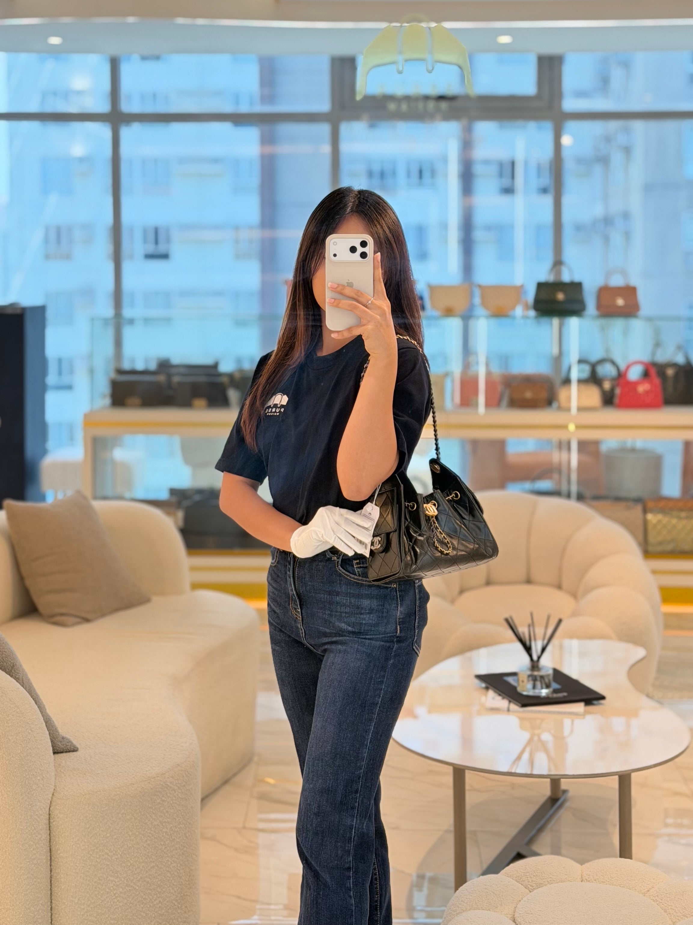 Mini 25 in Black Shiny Calfskin Leather Mix Hardware (Microchip) | Purse Maison Luxury Bags Shop