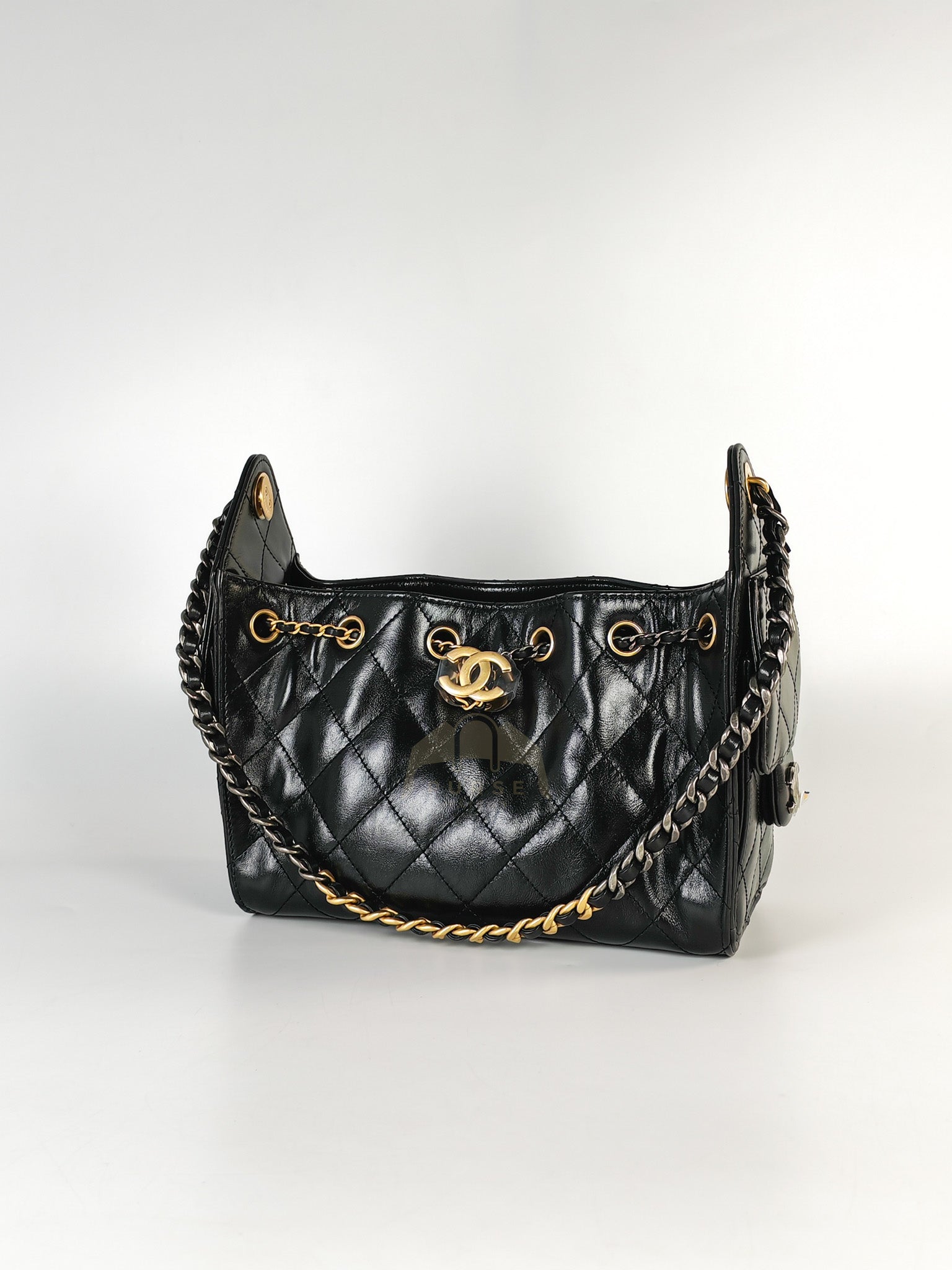 Mini 25 in Black Shiny Calfskin Leather Mix Hardware (Microchip) | Purse Maison Luxury Bags Shop