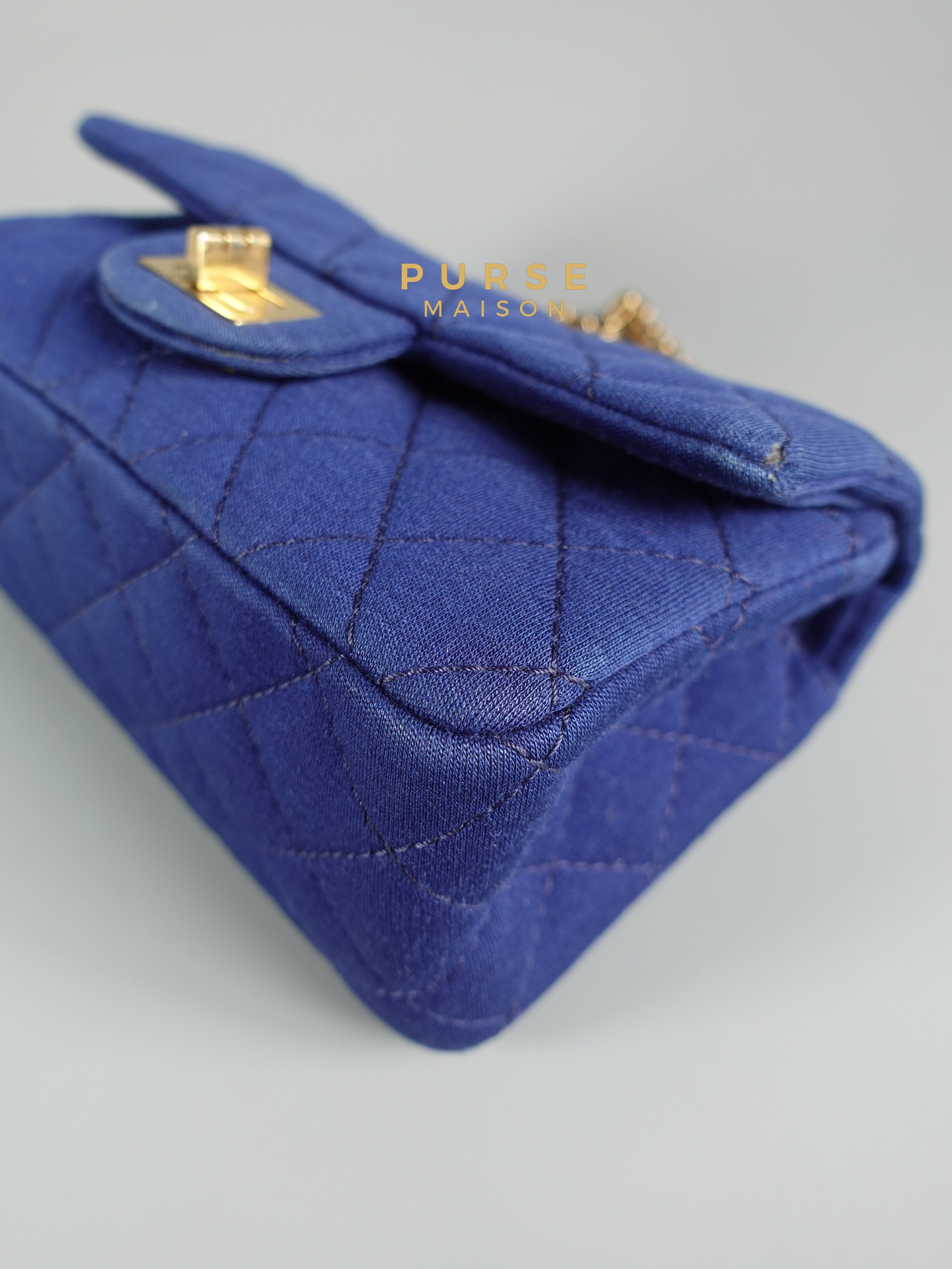 Chanel Mini 2.55 Reissue Denim Blue & Aged Gold Hardware Series 20 | Purse Maison Luxury Bags Shop