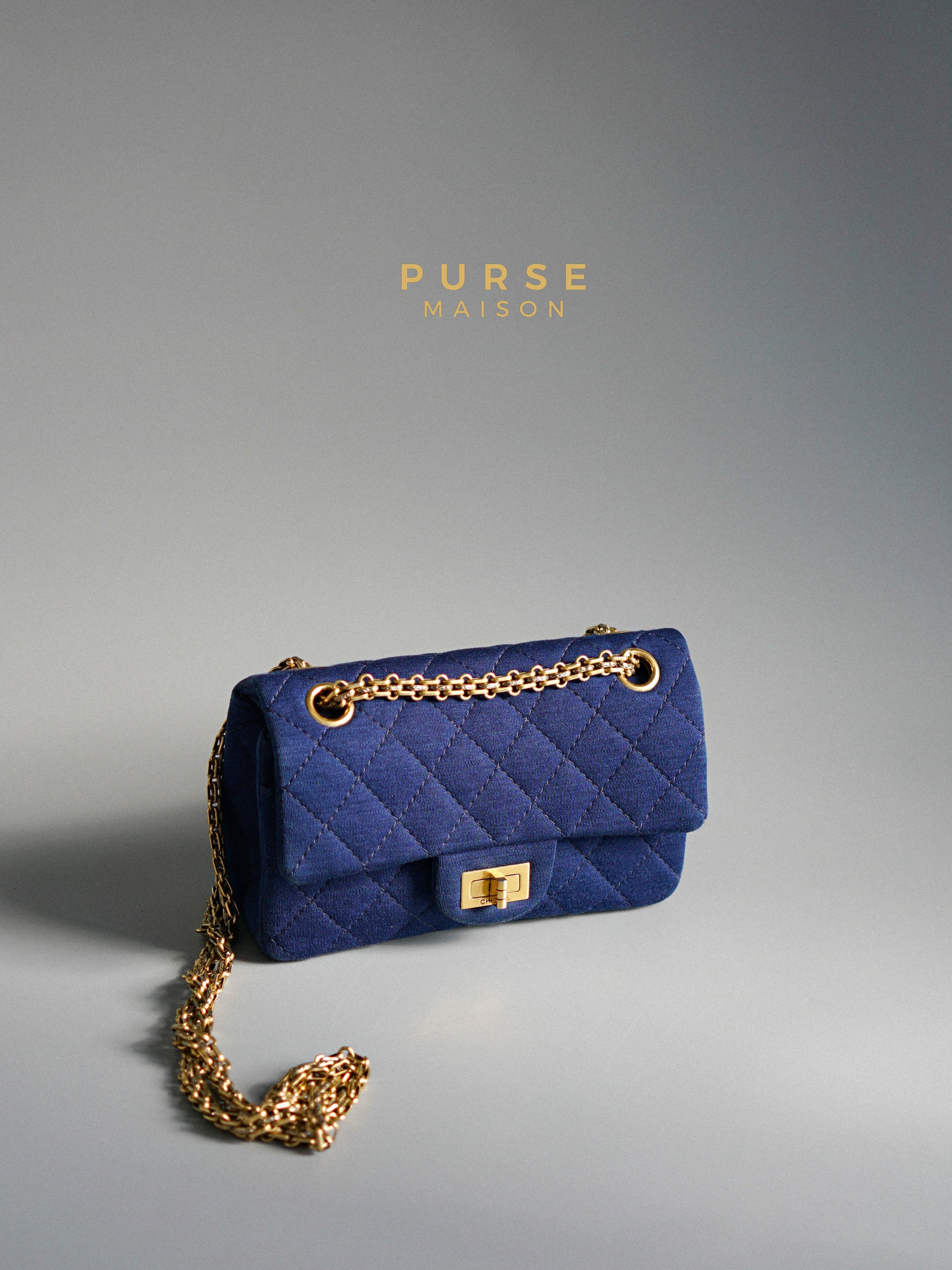 Chanel Mini 2.55 Reissue Denim Blue & Aged Gold Hardware Series 20 | Purse Maison Luxury Bags Shop