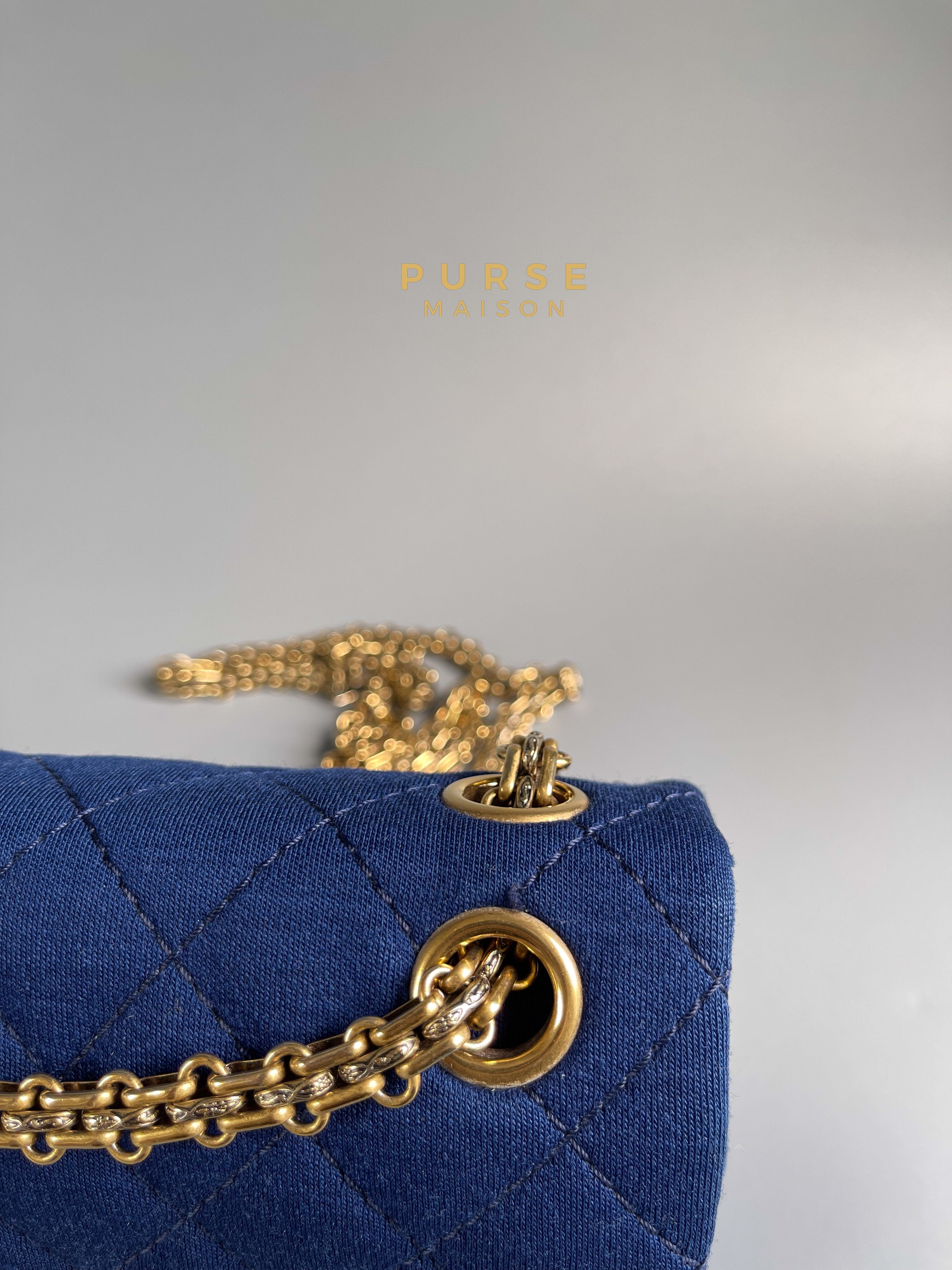 Chanel Mini 2.55 Reissue Denim Blue & Aged Gold Hardware Series 20 | Purse Maison Luxury Bags Shop