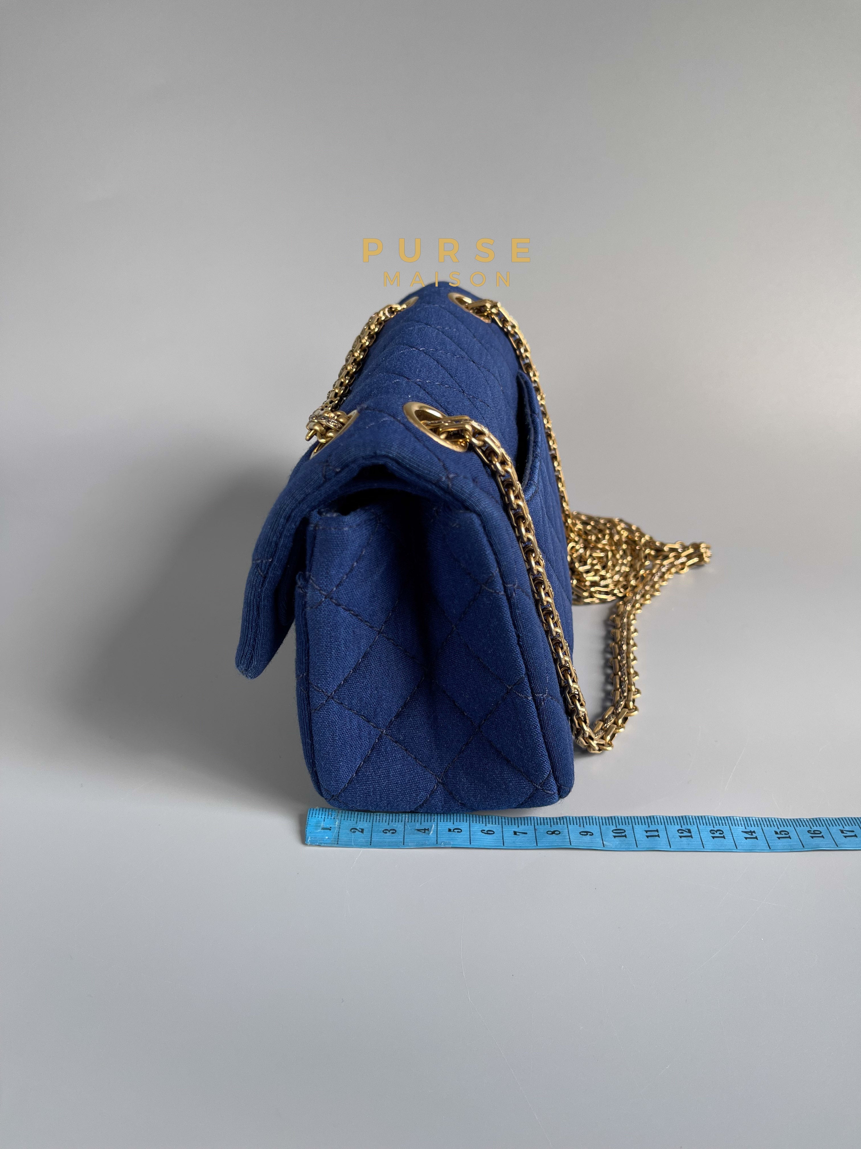 Chanel Mini 2.55 Reissue Denim Blue & Aged Gold Hardware Series 20 | Purse Maison Luxury Bags Shop