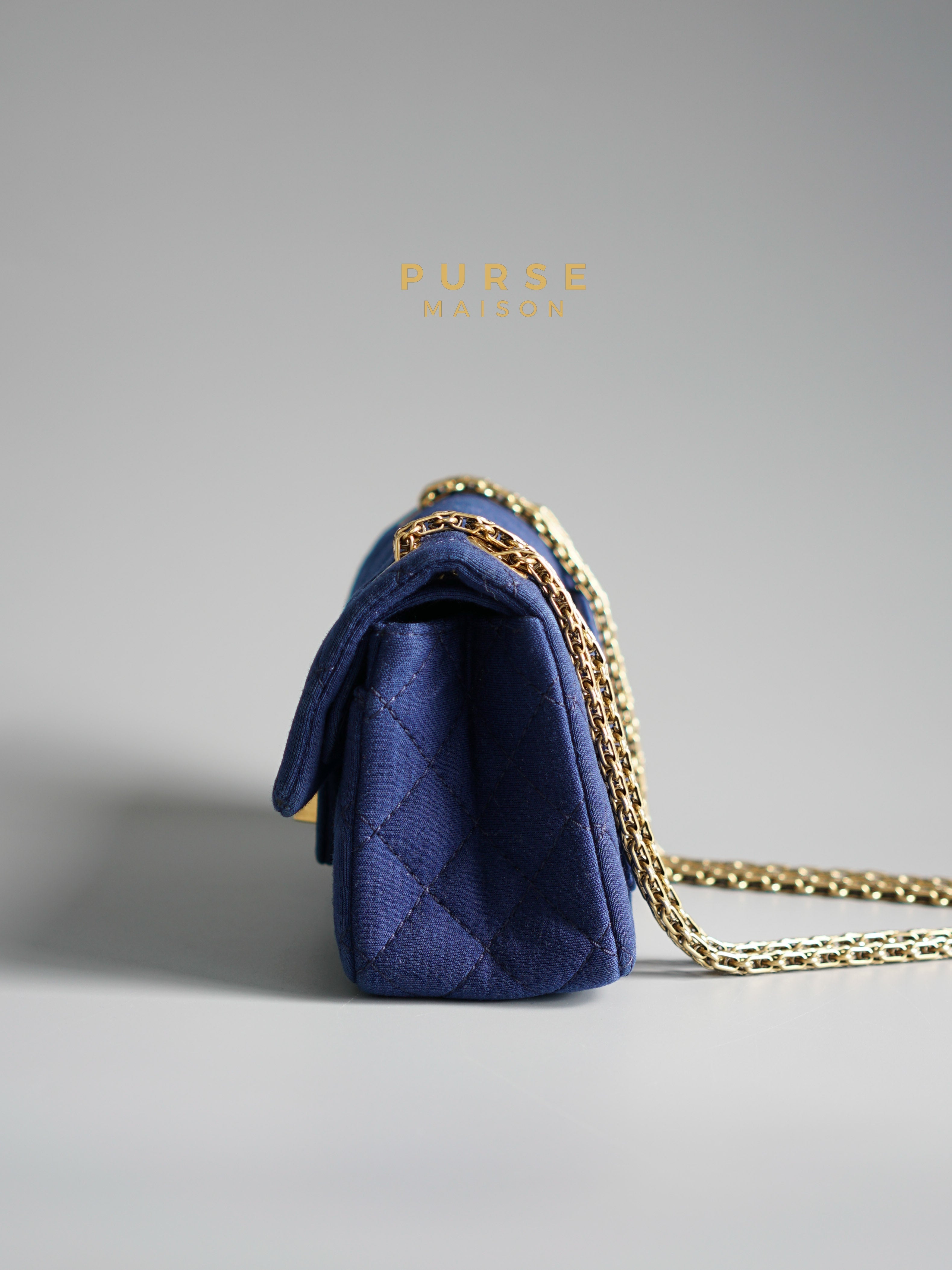 Chanel Mini 2.55 Reissue Denim Blue & Aged Gold Hardware Series 20 | Purse Maison Luxury Bags Shop