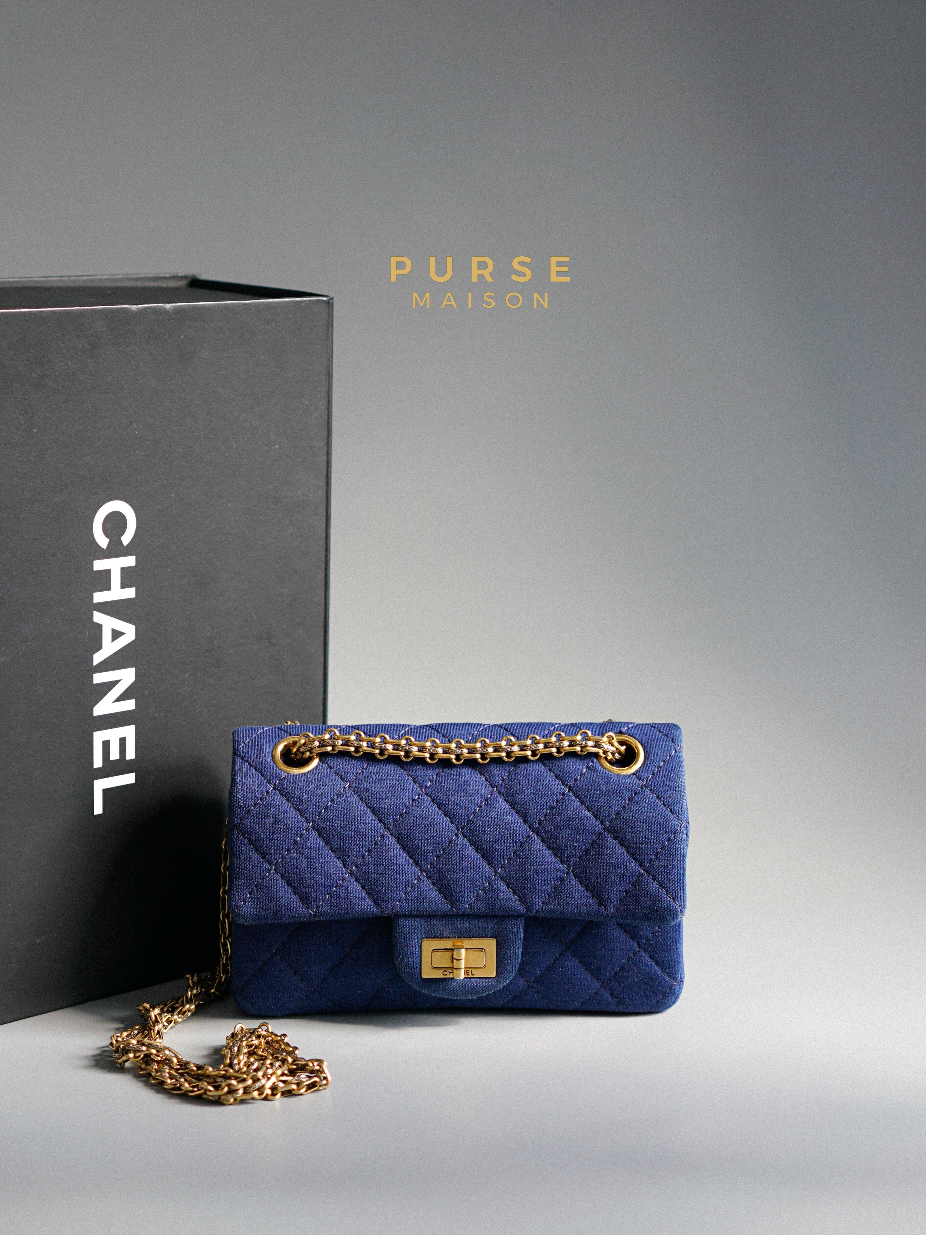 Chanel Mini 2.55 Reissue Denim Blue & Aged Gold Hardware Series 20 | Purse Maison Luxury Bags Shop