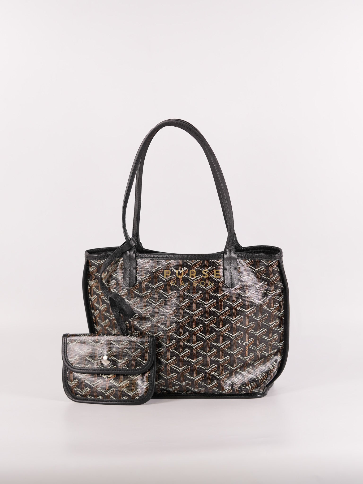 Mini Anjou in Noir/Black Goyardine Canvas | Purse Maison Luxury Bags Shop