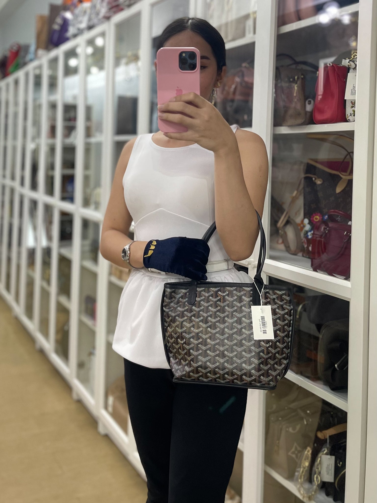 Mini Anjou in Noir/Black Goyardine Canvas | Purse Maison Luxury Bags Shop