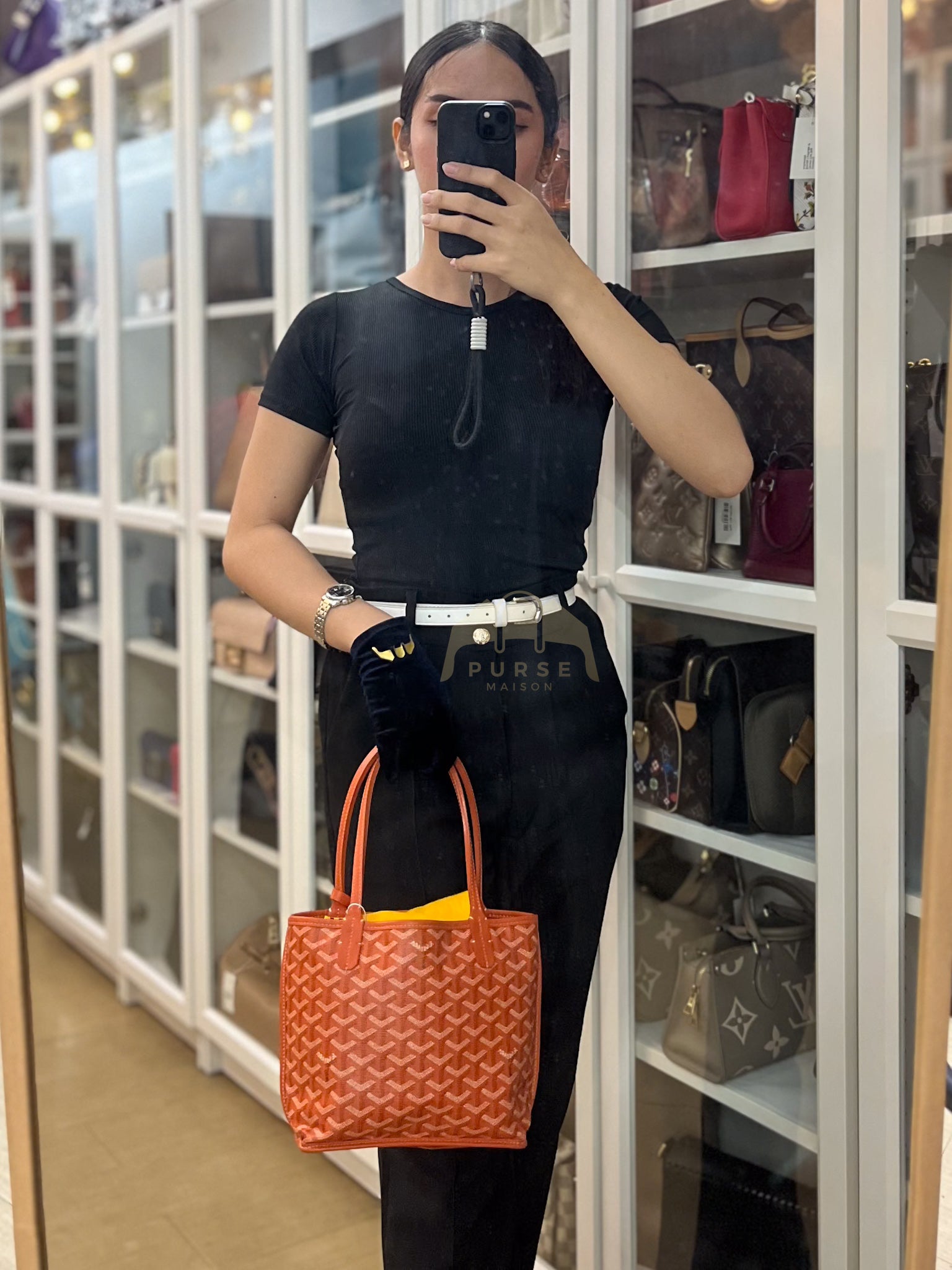 Mini Anjou in Orange Goyardine Canvas | Purse Maison Luxury Bags Shop